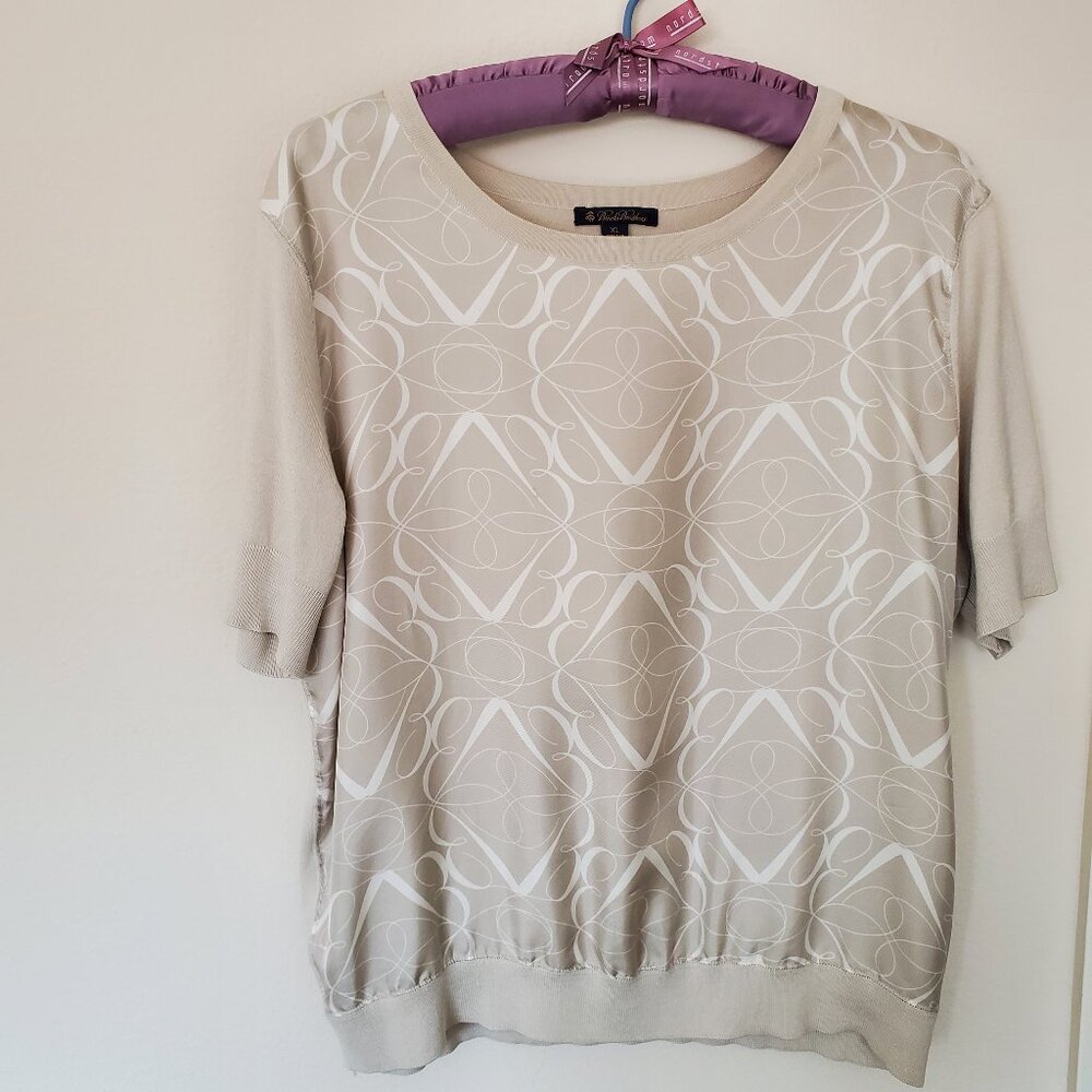 Brooks Brothers Silk Top,  Oyster & Cream color